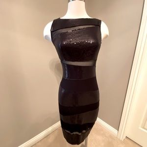 Bailey/44 Black Sequin Dress with Sheer Cutouts